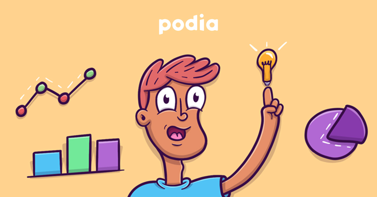 podia cartoon man avec ampoule et camembert