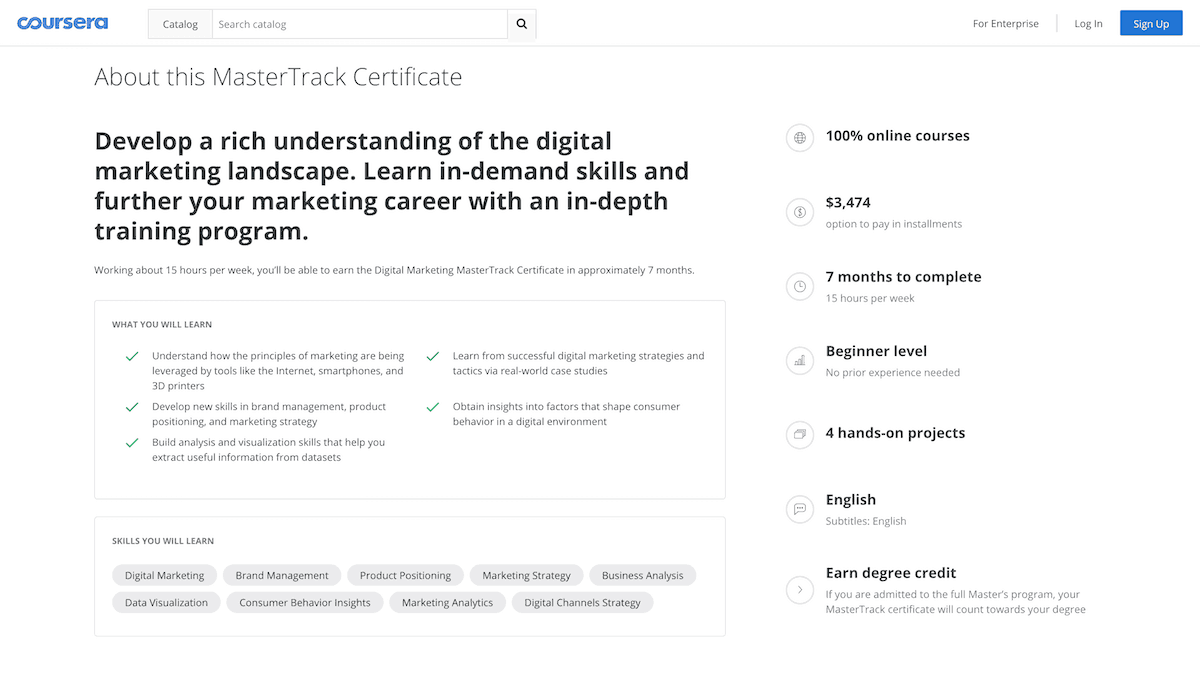 Certificado Mastertrack de Coursera