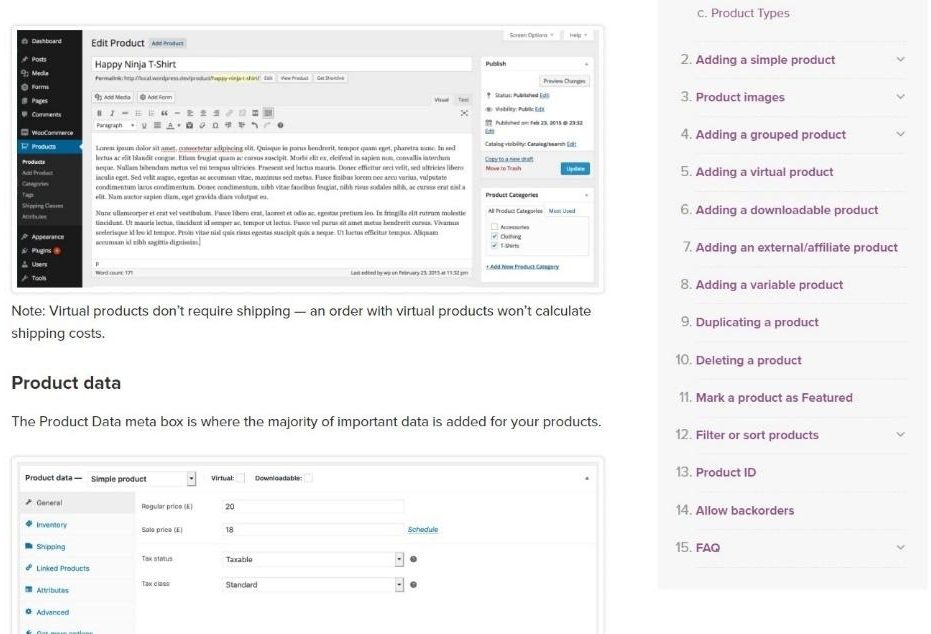 gestion des produits woocommerce