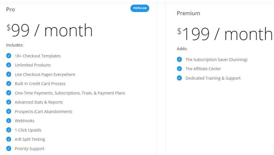 samcart pricing table