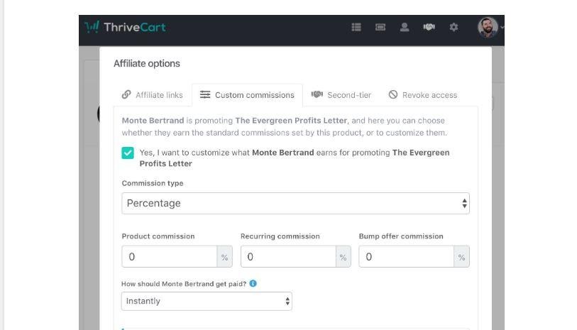 Options Affilate de ThriveCart