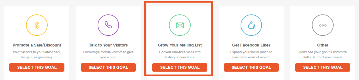 Grow your Mailing list with hello bar