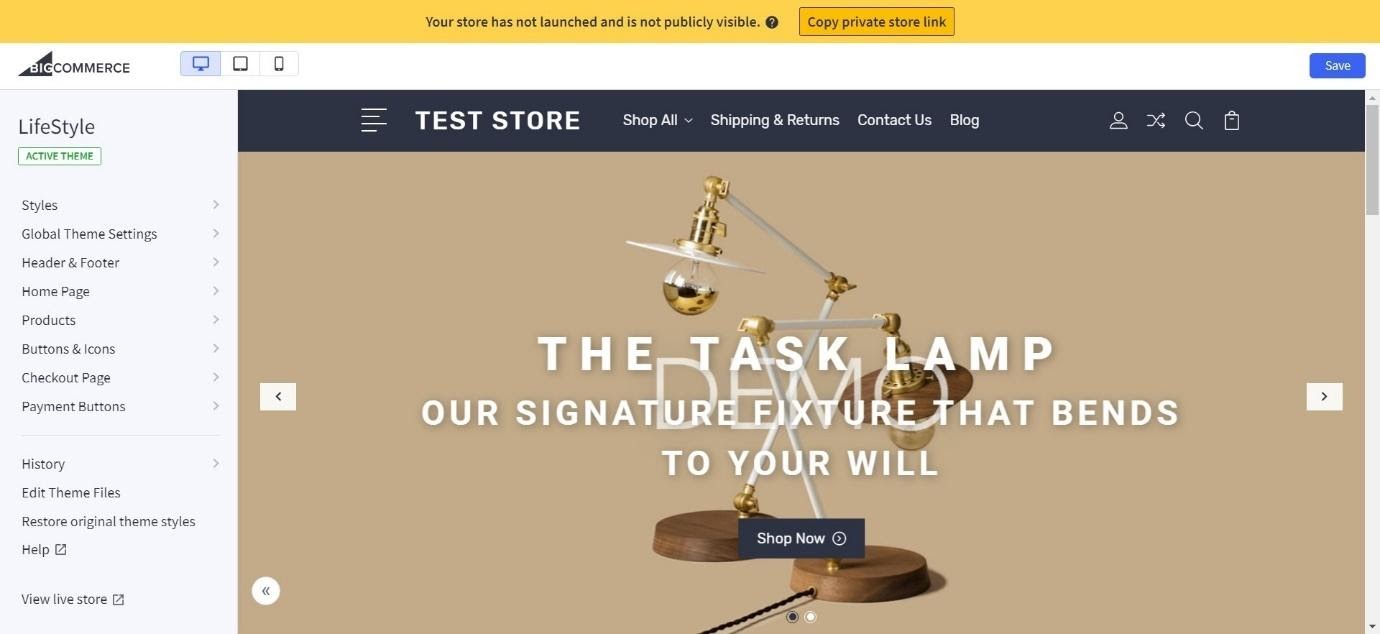 BigCommerce test store