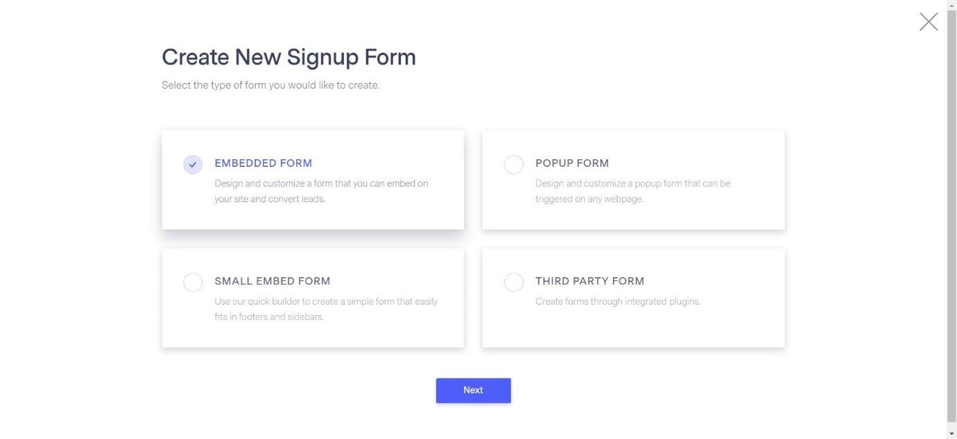 Create New Signup Form in Benchmark