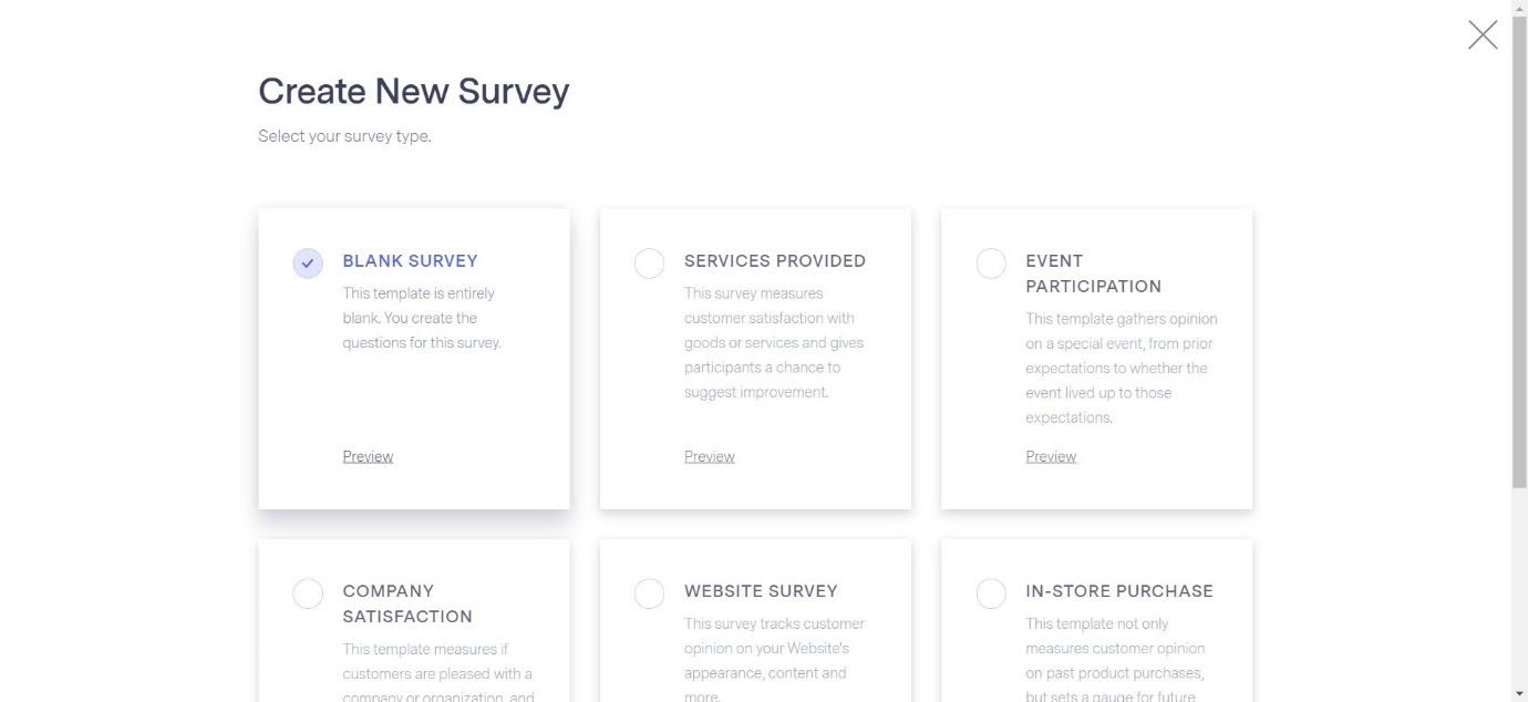 Create New Survey in Benchmark