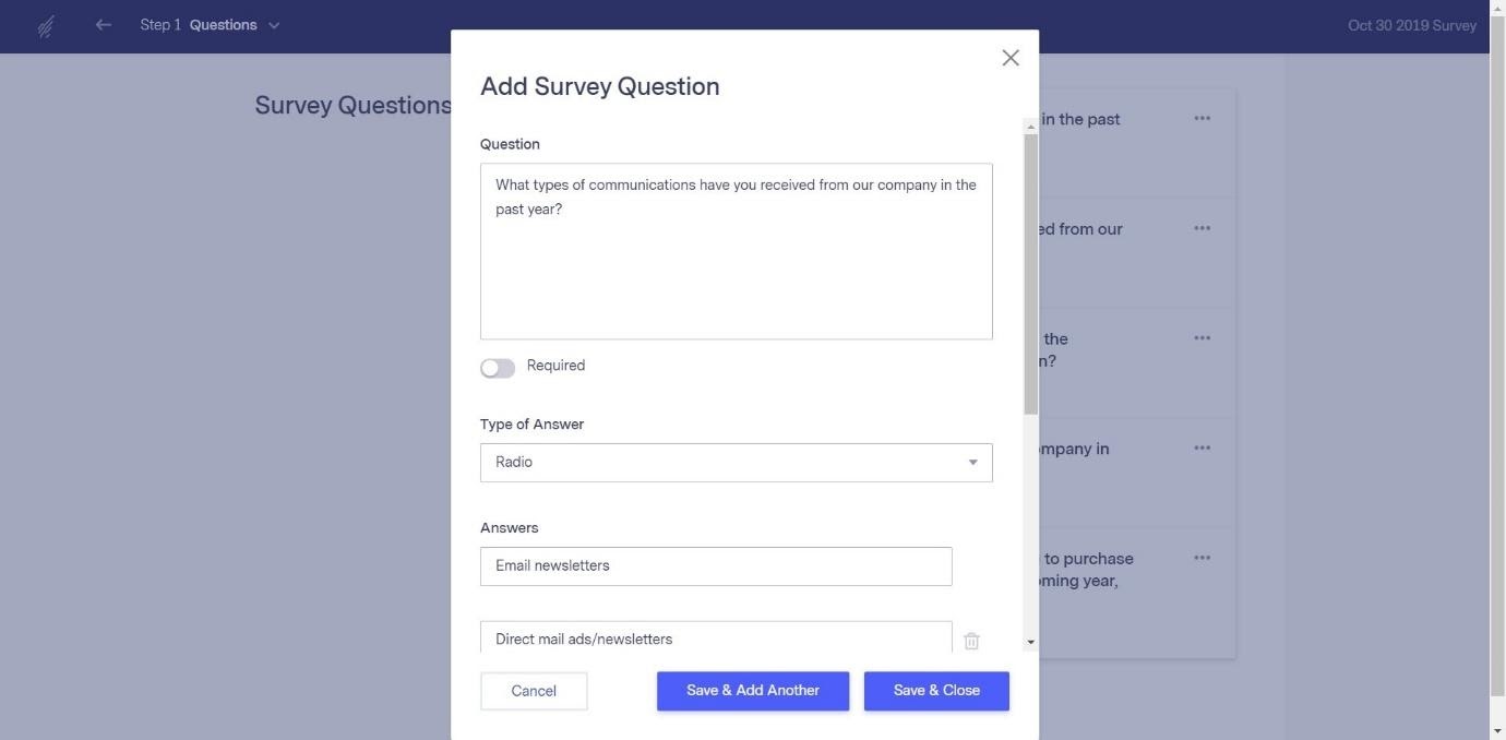 Add Survey Questions in Benchmark