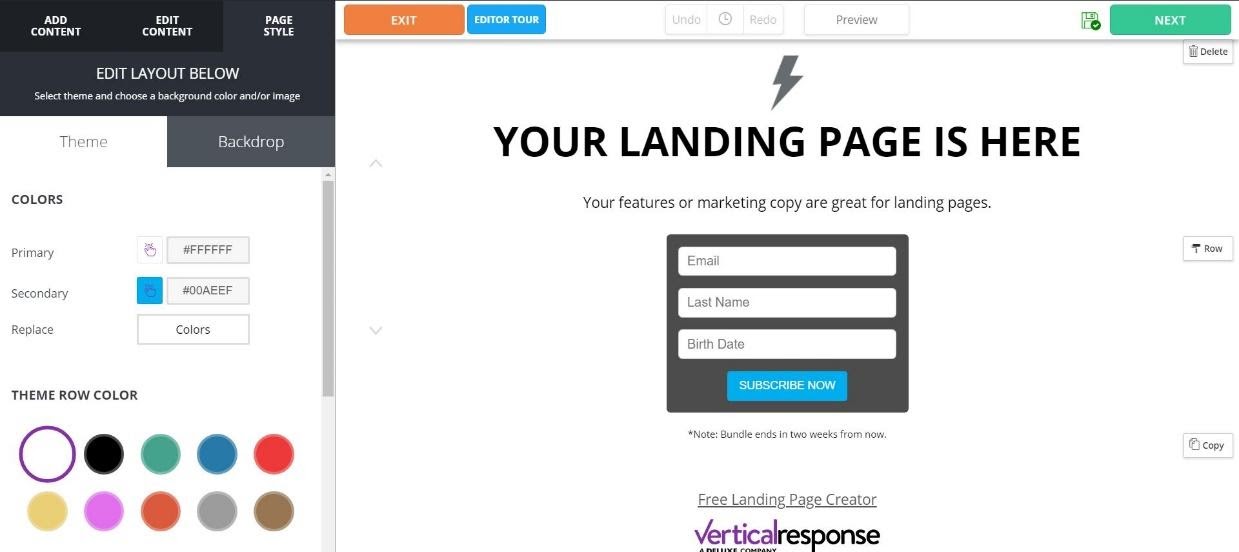 landing page editor