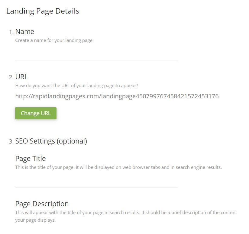 landing page details