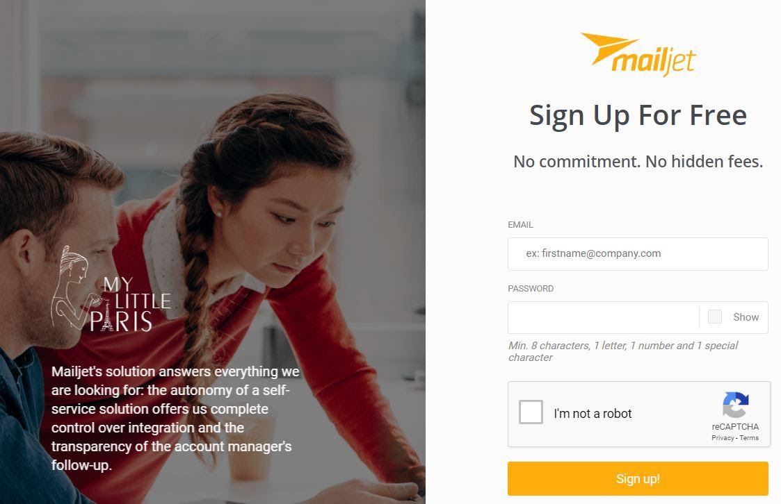 Sign up For Free Mailjet