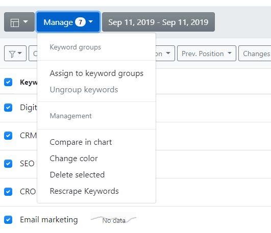 Advanced Web Ranking Review Schlüsselwörter verwalten