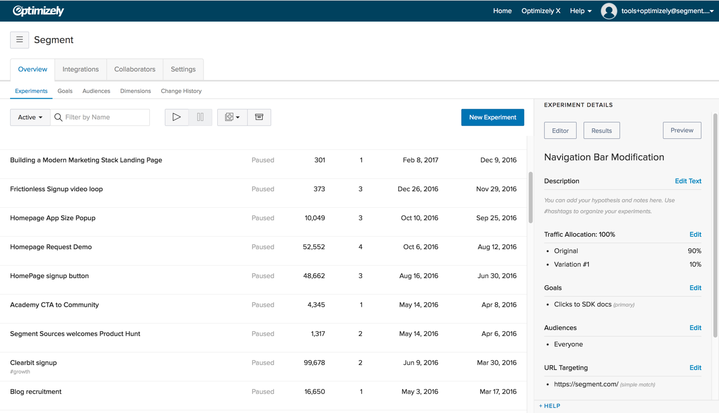 Optimizely segment