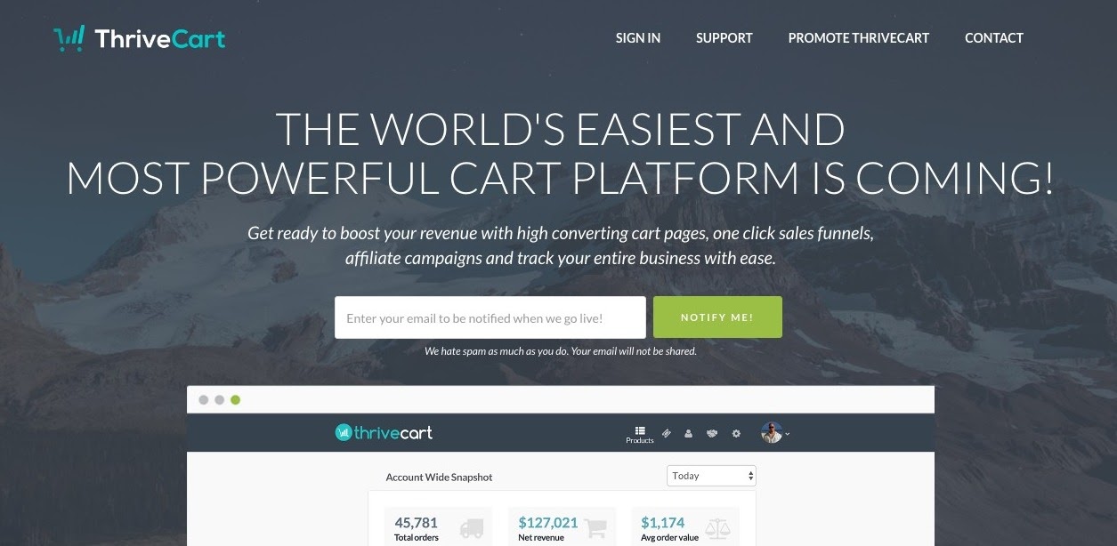 thrivecart página de inicio