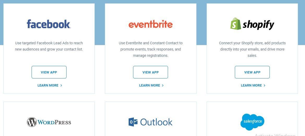 Constant Contact third party apps integrations