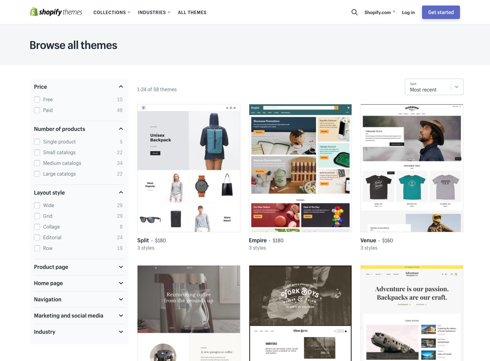 thèmes de shopify