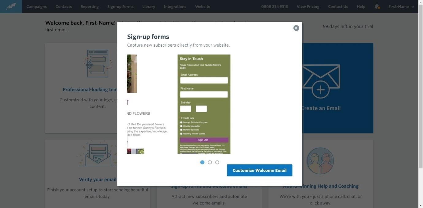 constant contact sign up forms