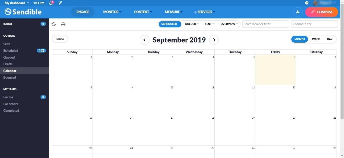 Sendible calendar view