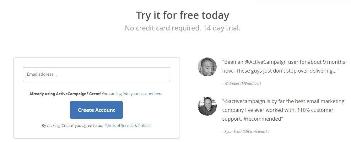 14 day trial for activecampaign