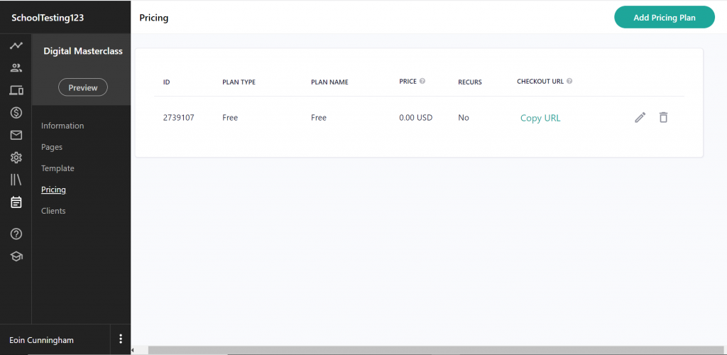 A screenshot to show readers that you can also add pricing to your courses easily