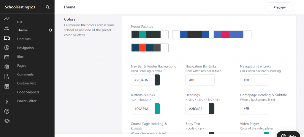 Funciones de diseño disponibles para los usuarios de Teachable