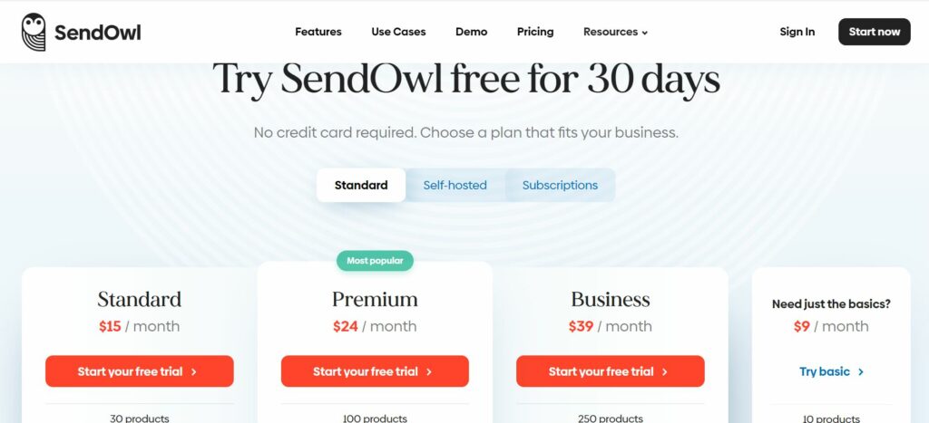 Precios de SendOwl