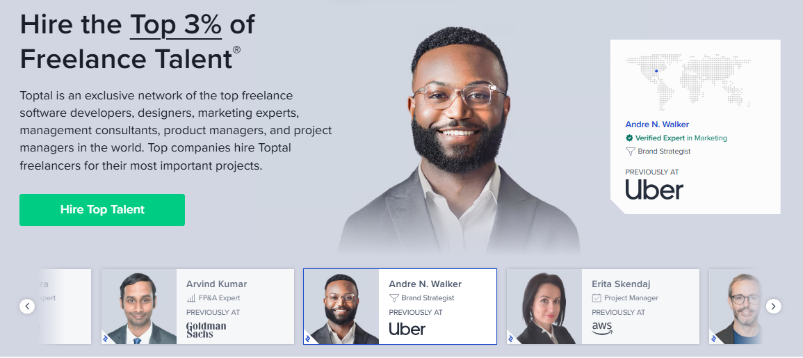 toptal homepage